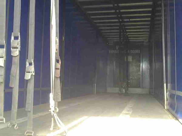 inside of blue montracon trailer